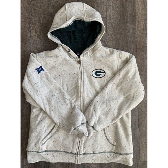 Pro Line NFL Green Bay Packer Mens Medium Gray Full Zip Hoodie Sweatshirt EUC - Picture 1 of 11